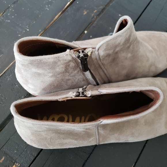 Sam Edelman Petty Women's 10 Taupe Brown Suede Leather Bootie Heeled Boots Ankle - Picture 3 of 11